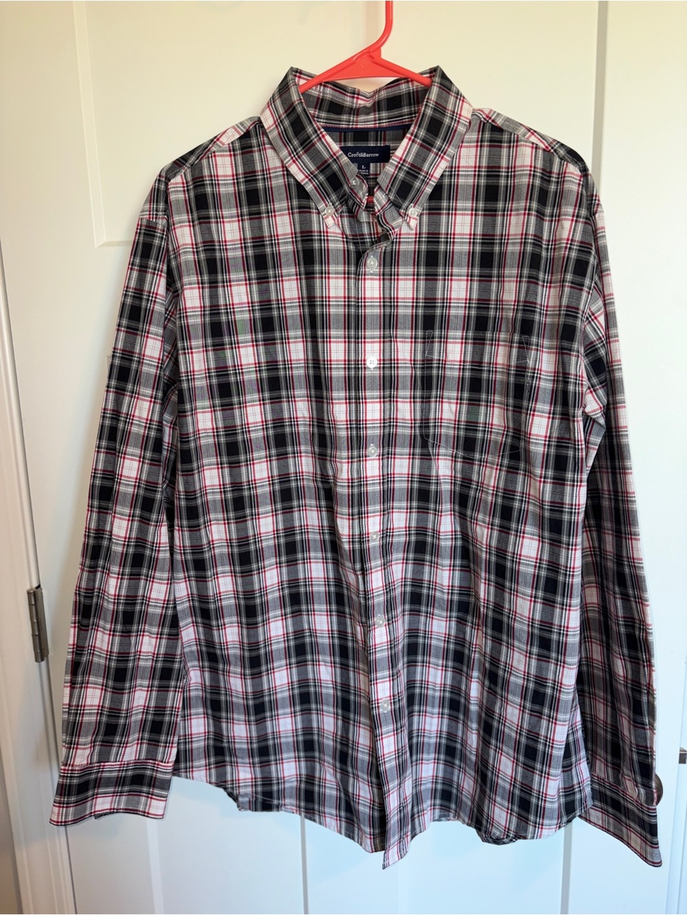 Croft and Barrow Men’s Plaid Long Sleeve Button Down Collared Shirt Large